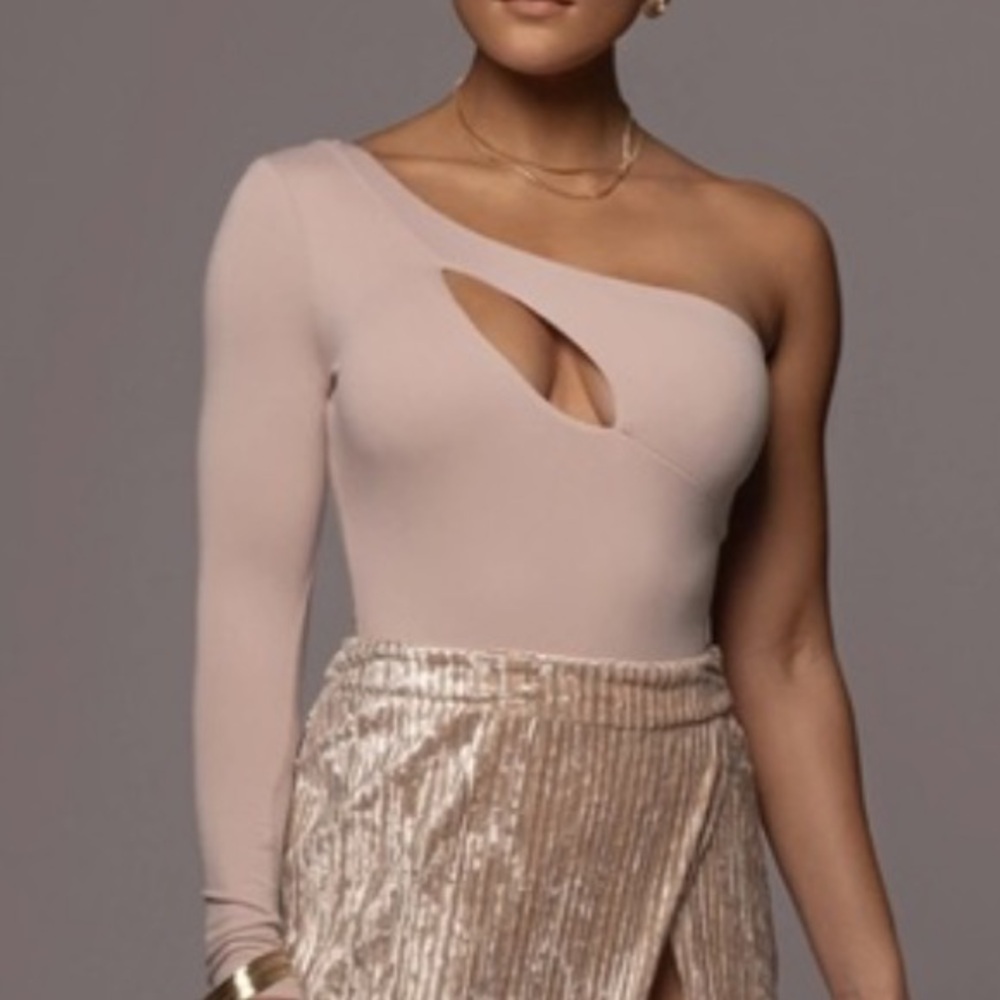 JLUXLABEL Tan One sleeve Bodysuit Size S